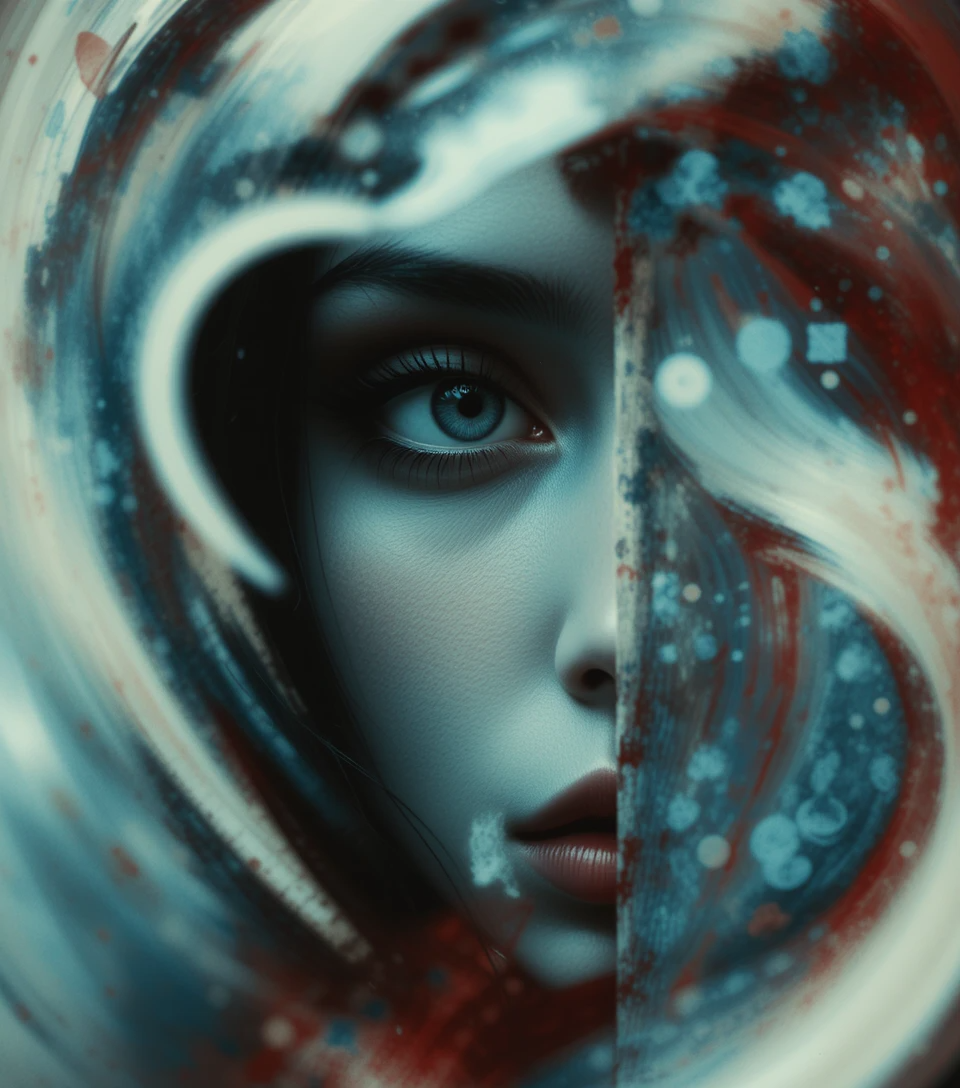 AI Abstract with face and blue digital elements