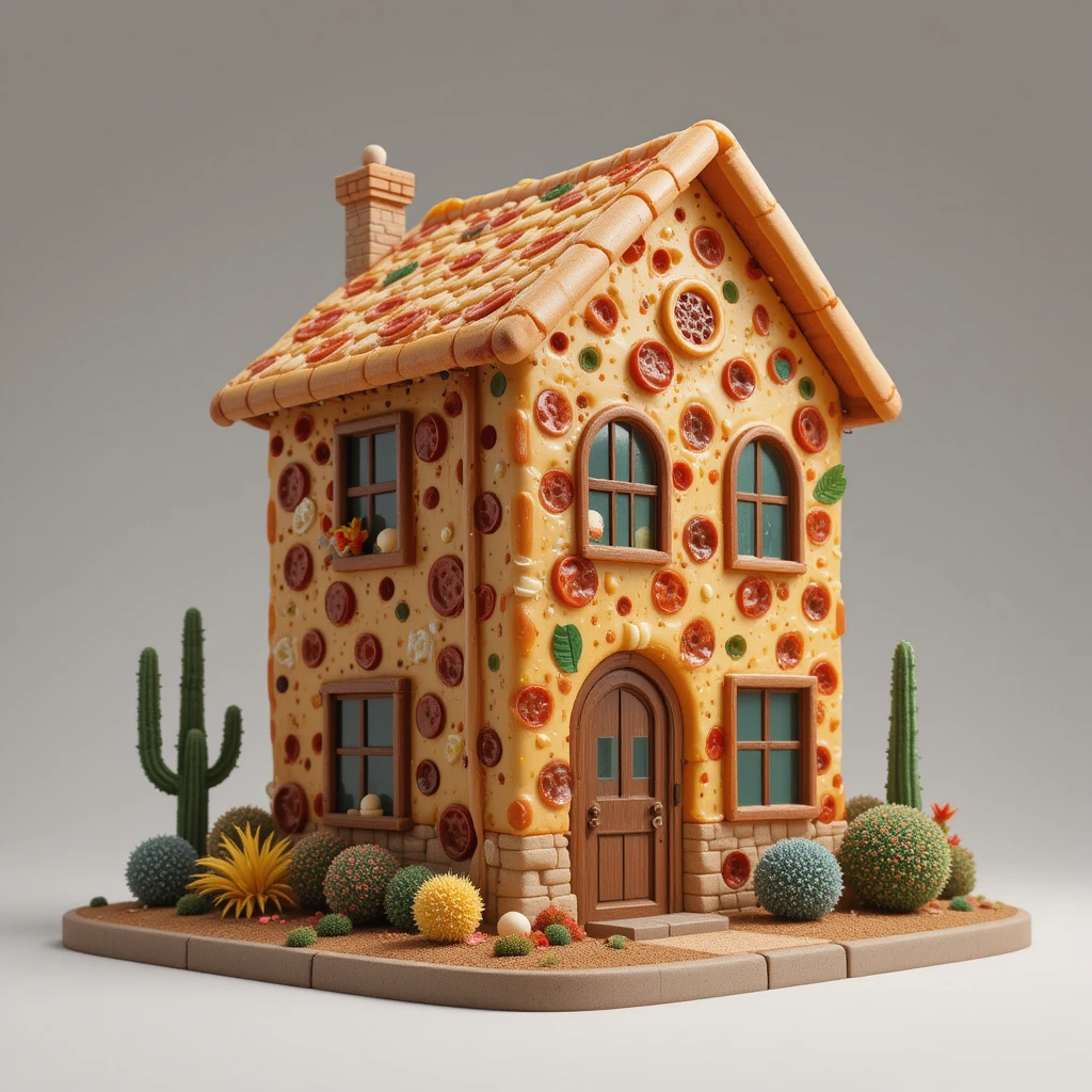 Gingerbread house with cactus