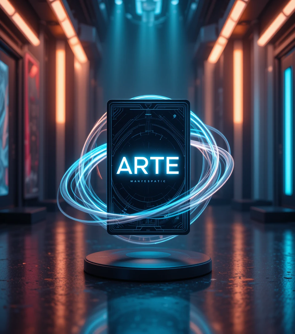 Blue tech portal with ARTE text