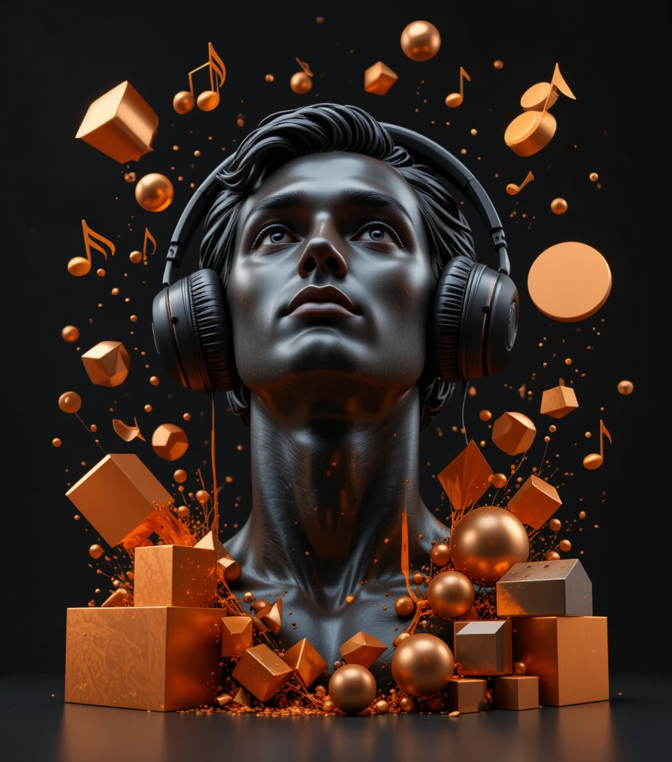 Face with orange elements